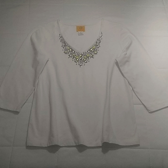 Ruby Rd Beaded Neckline Shirt - Picture 2 of 3
